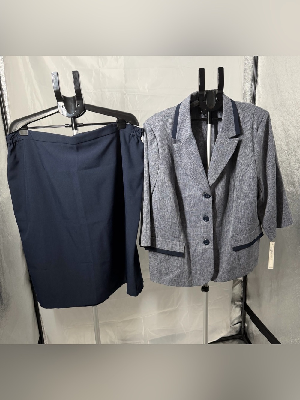 NEW Danillo-Stefani Skirt Suit 22W Denim Tweed Church $220 Business Women Work